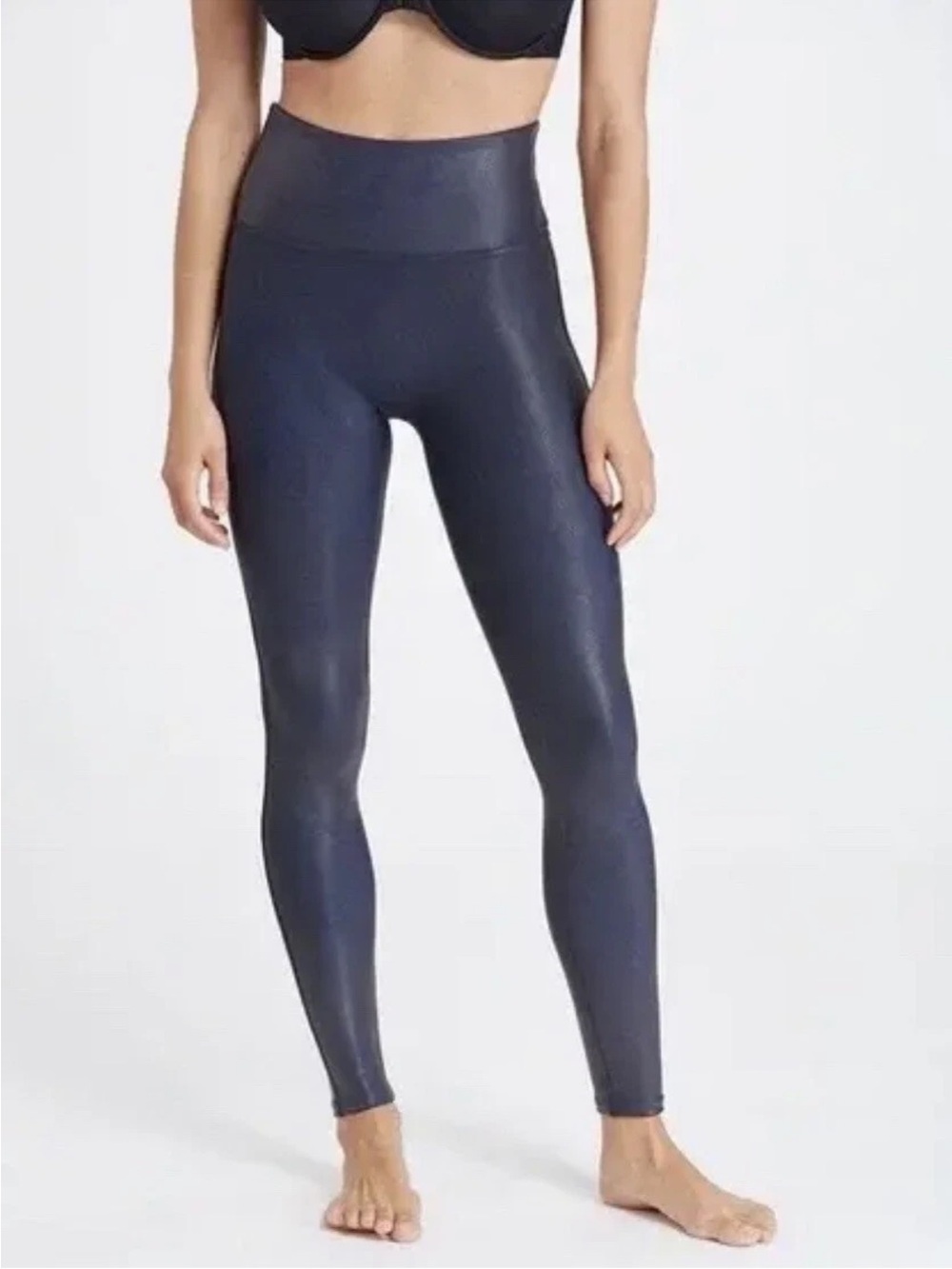 SPANX Faux Leather Leggings in Navy Blue Size S